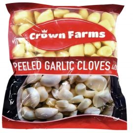 CROWN FARM PEELED GARLIC CLOVES 400G