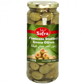 SOFRA STUFFED GREEN OLIVES 335G £1.59
